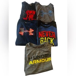 Under Armour Youth Size 7 Shirt Bundle Lot of 5 Boys Athletic Tees